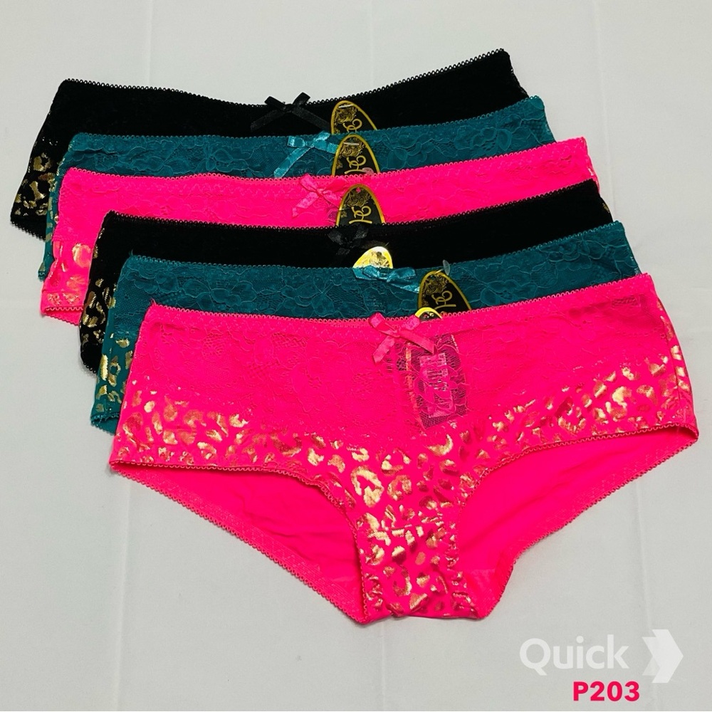 NWT 6 pcs Floral Lace / Golden Leopard Panties